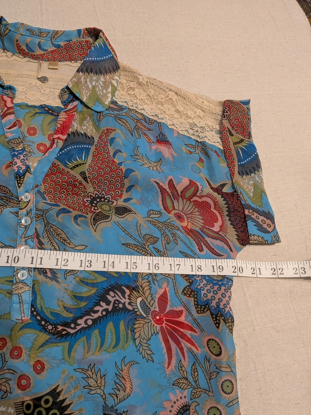 Boho Floral Lace Trim Short Sleeve Top Festival Unique - Picture 10 of 10